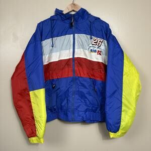 Vtg Nascar Jimmy Spencer Jacket #26 Big K Colorblock Windbreaker Hooded Sz L